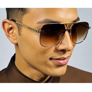 Men Sunglasses Gold Brown Lens UV400 Retro Putdoor Street Wear Square Lentes New